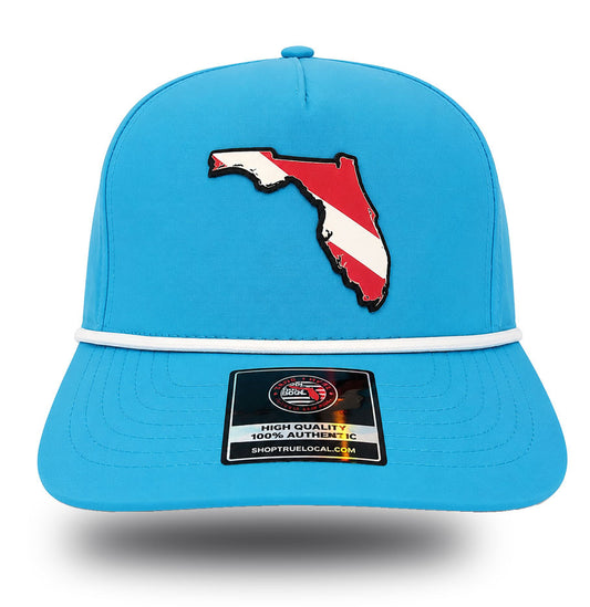 Florida Dive Flag Rope Hat - Aqua Performance Hat with Scuba Dive Flag Patch