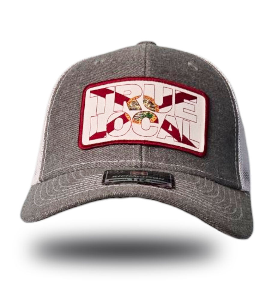 True Local patch hat, Grey front, White mesh back