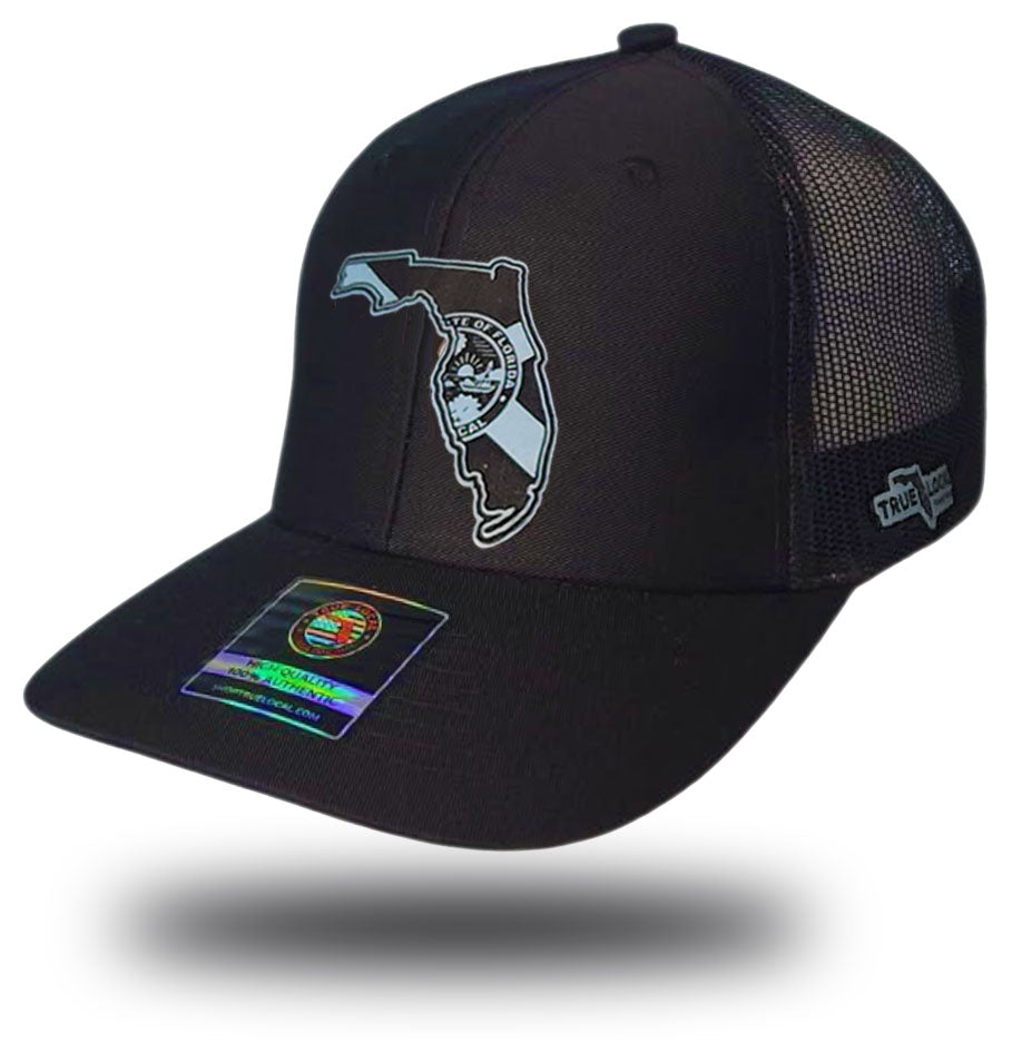 Florida Proud State Patch Hat - Black with sky blue leather patch