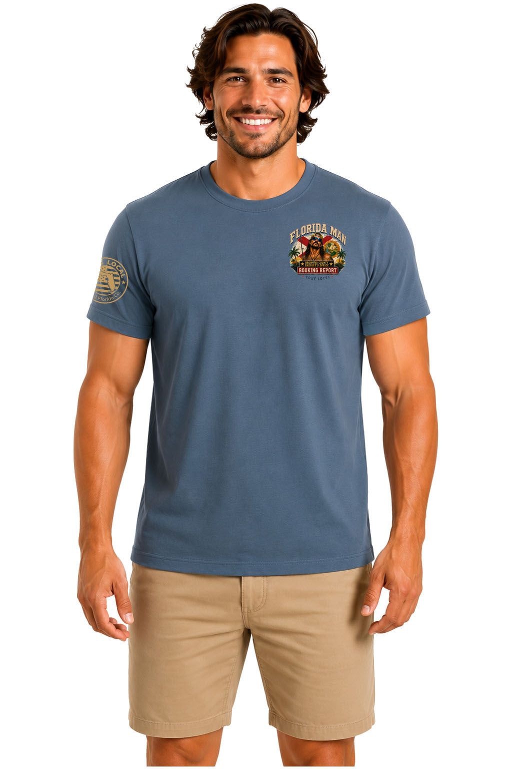Florida Man Booking Report T-Shirt - Steel Blue