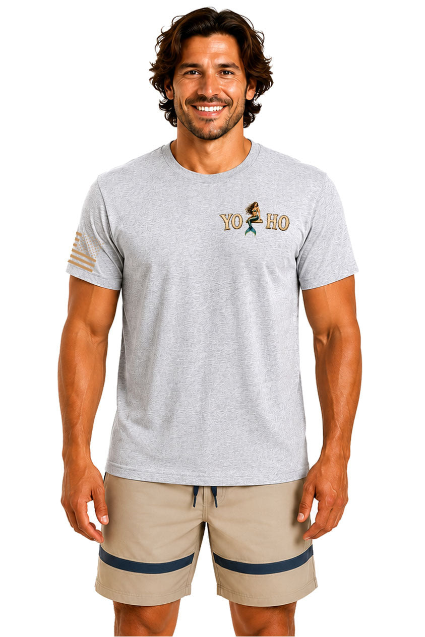 Yo Ho mermaid front chest logo sport grey t-shirt True Local