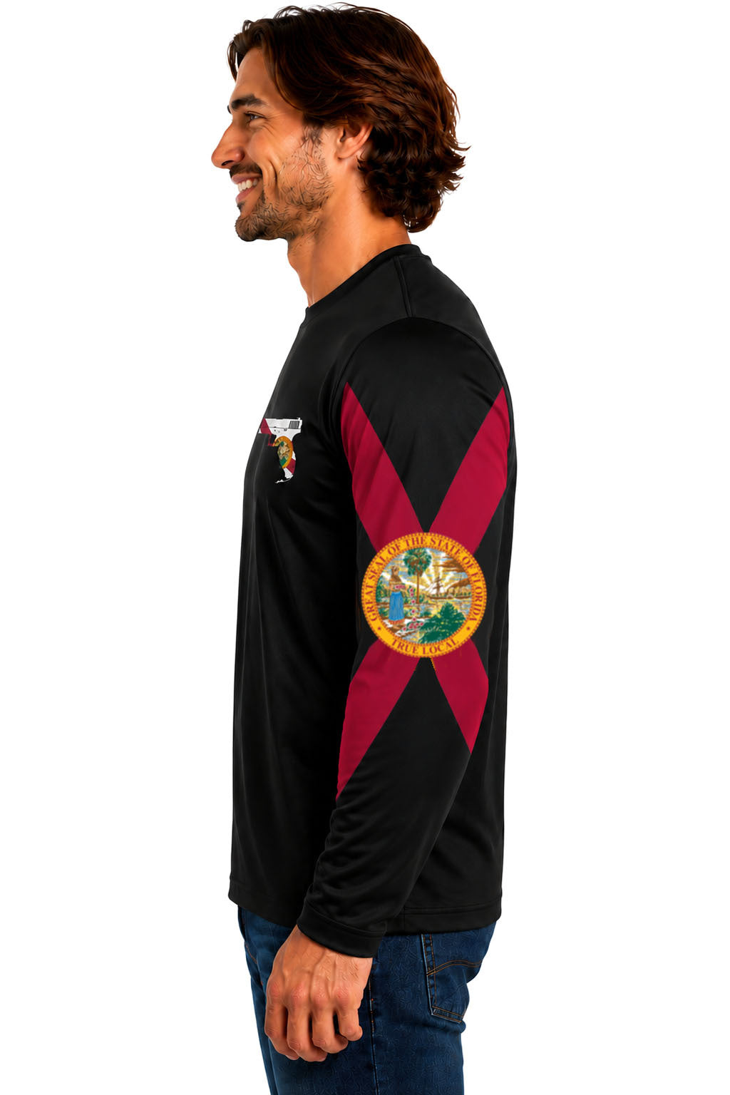 True Local Dri-Fit Performance Long Sleeve – Gunshine State Florida Pistol Flag (Black)