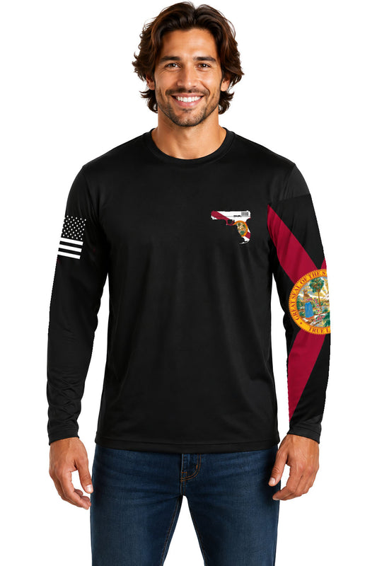 True Local Dri-Fit Performance Long Sleeve – Gunshine State Florida Pistol Flag (Black)