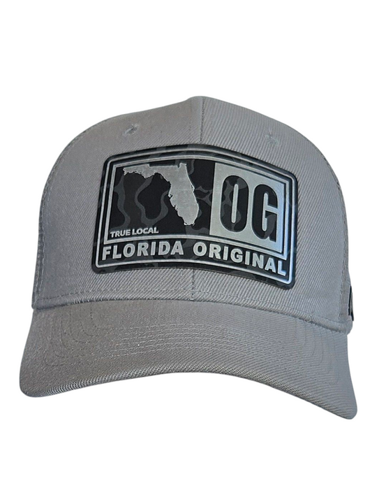 Florida OG - Grey hat with Black and Grey Camo Leather Patch