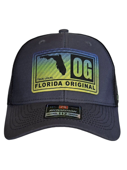 Florida OG - Charcoal Grey front, Black back hat with Mahi Mahi Leather Patch
