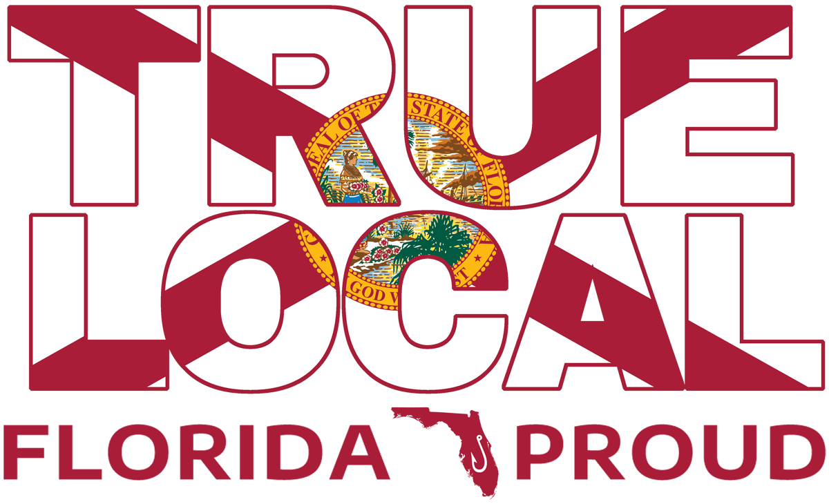 True Local Florida Proud UV Sticker with Florida State Flag Design
