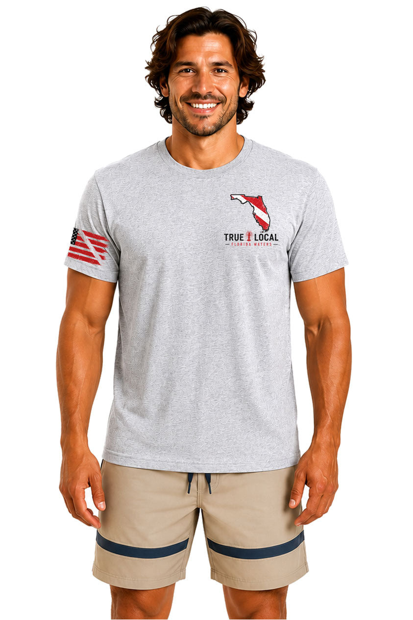Bug Hunter Lobster Dive Flag T-Shirt Athletic Gray - Front