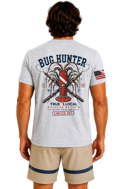 Bug Hunter Lobster Dive Flag T-Shirt Athletic Gray - Back