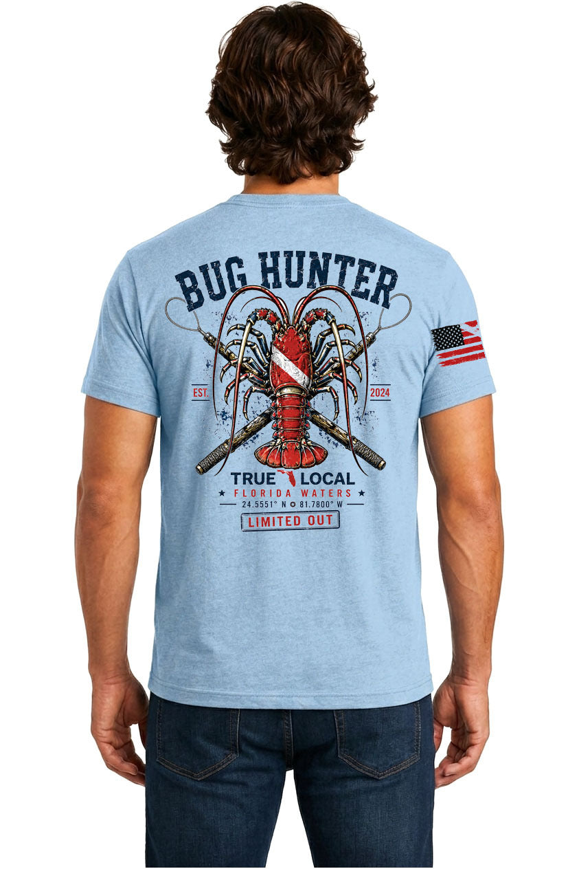 Bug Hunter Lobster Dive Flag T-Shirt Light Blue - Back