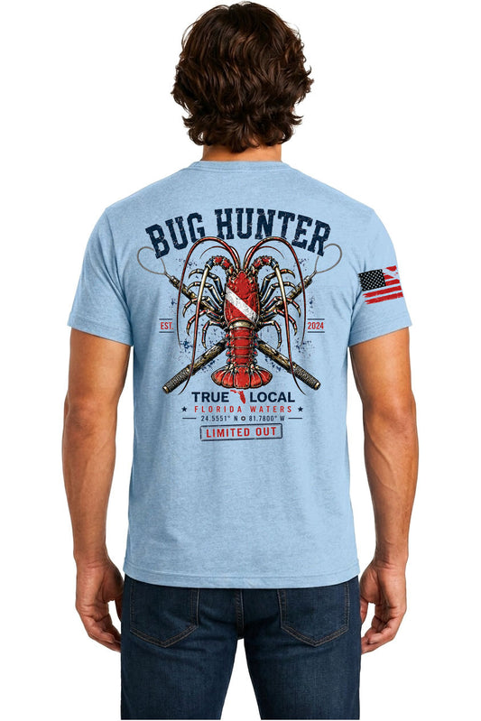 Bug Hunter Lobster Dive Flag T-Shirt Light Blue - Back
