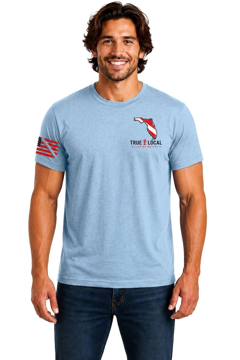 Bug Hunter Lobster Dive Flag T-Shirt Light Blue - Front