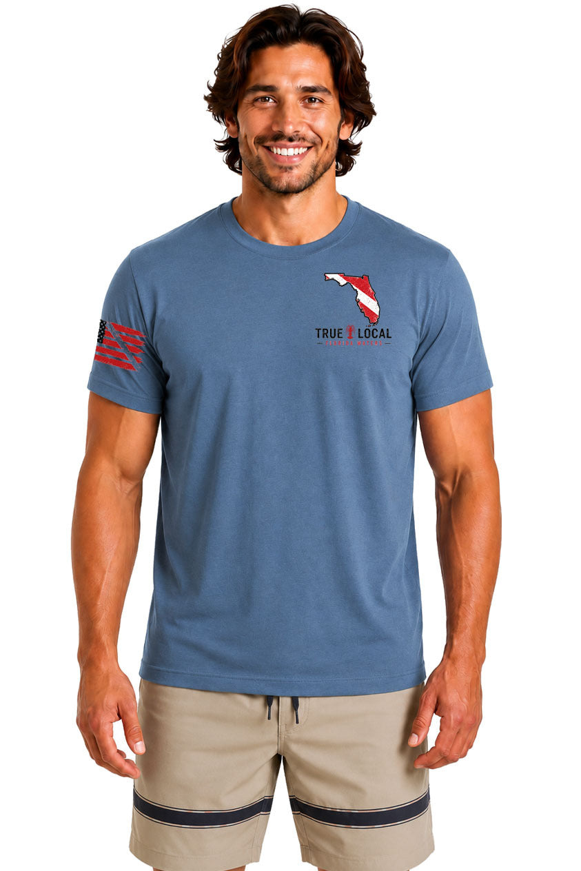 Bug Hunter Lobster Dive Flag T-Shirt Steel Blue - Front