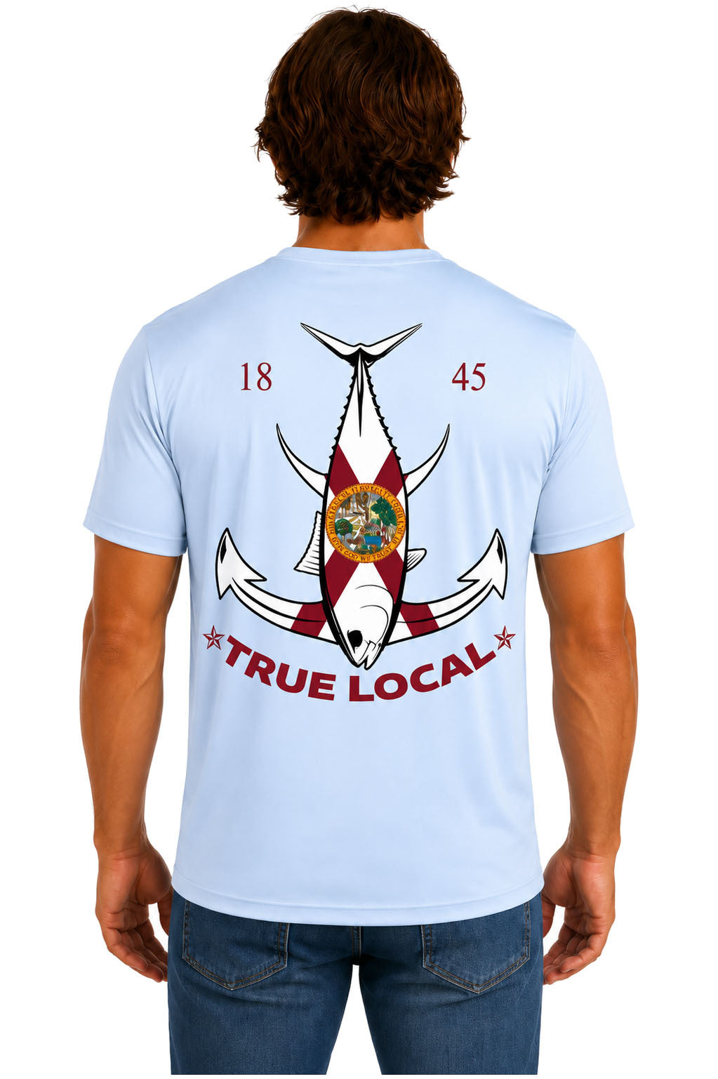 True Local Tuna Anchor Dri-Fit Tee Ski Blue - Back