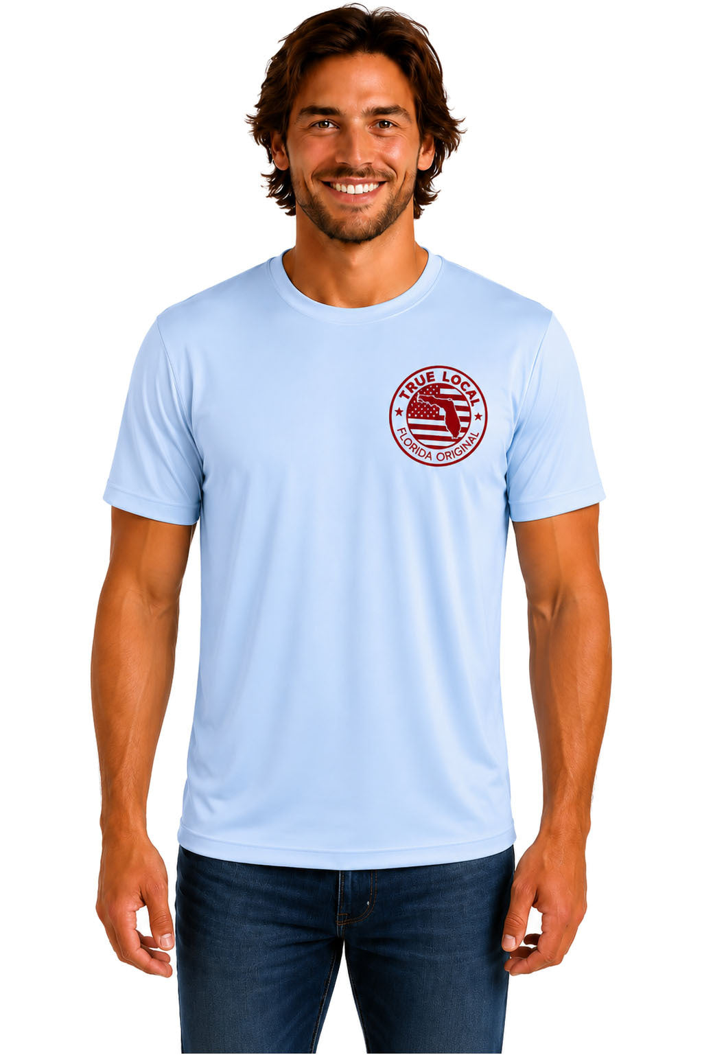 True Local Tuna Anchor Dri-Fit Tee Ski Blue - Front