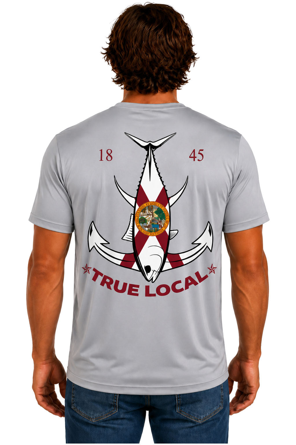 True Local Tuna Anchor Dri-Fit Tee Silver - Back