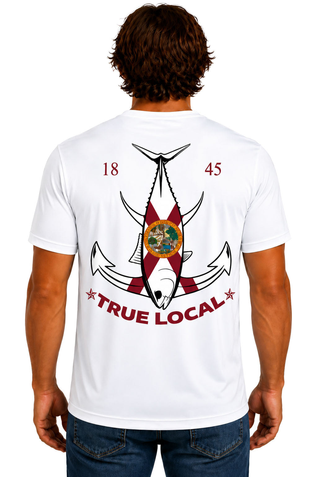 True Local Tuna Anchor Dri-Fit Tee White - Back