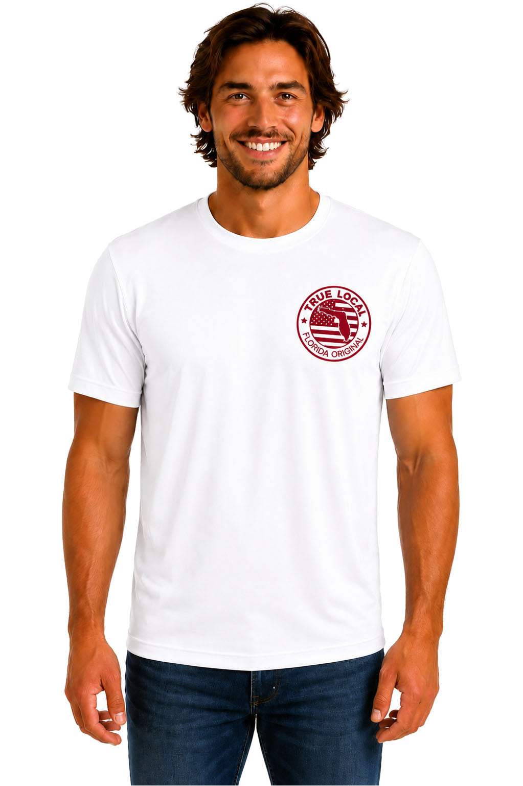 True Local Tuna Anchor Dri-Fit Tee White - Front