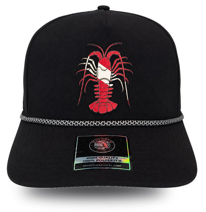 True Local Florida Lobster Dive Flag Performance Hat – Black Snapback Cap front view - True Local Florida Lobster Dive Flag Performance Hat