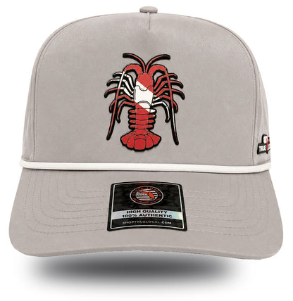 True Local Florida Lobster Dive Flag Performance Hat – Gray Snapback Cap front view - True Local Florida Lobster Dive Flag Performance Hat