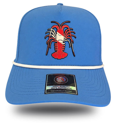 True Local Florida Lobster Dive Flag Performance Hat – Ocean Blue Snapback Cap front view - True Local Florida Lobster Dive Flag Performance Hat