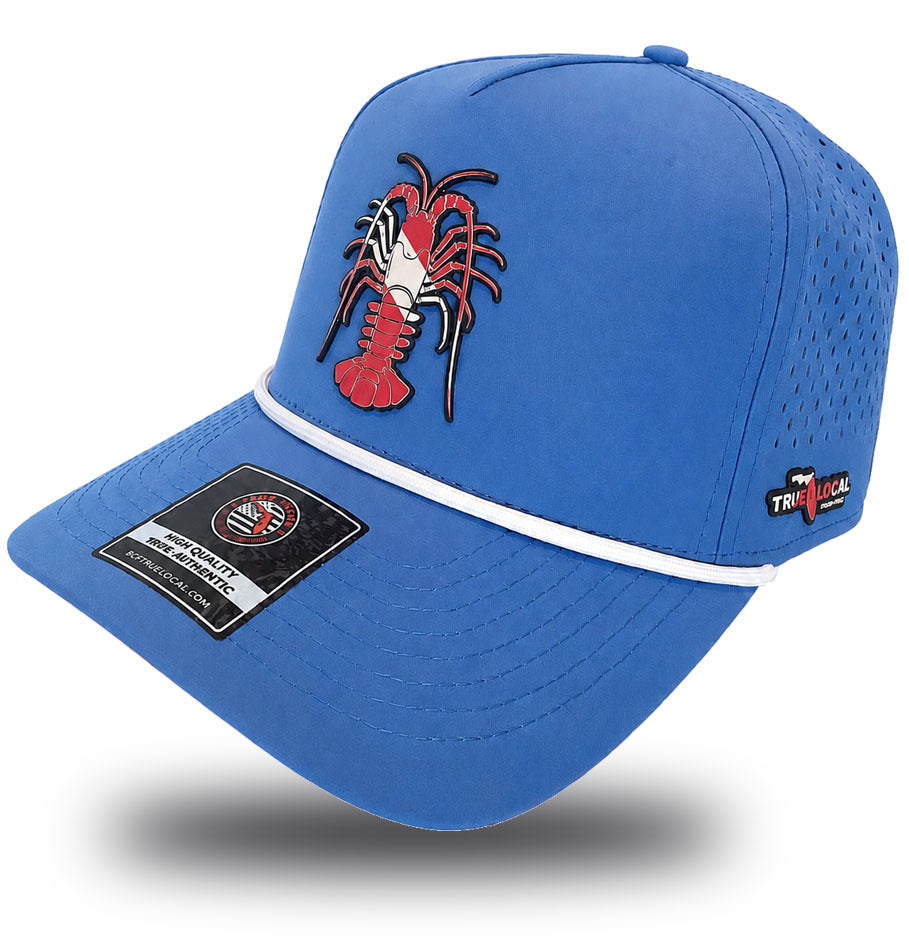 True Local Florida Lobster Dive Flag Performance Hat – Ocean Blue Snapback Cap side view - True Local Florida Lobster Dive Flag Performance Hat