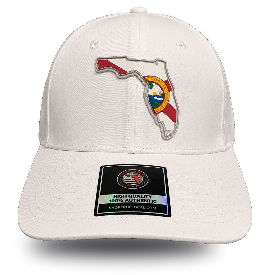 Florida State Flag PVC Patch Hat - White Trucker with Florida Seal Patch