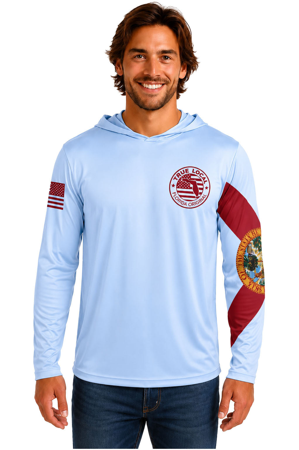 True Local Tuna Anchor Hoodie Ski Blue - Front