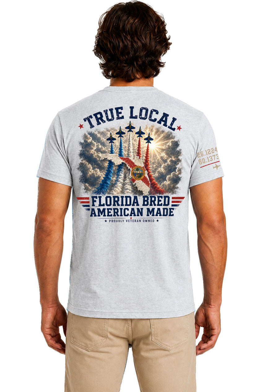True Local Florida Bred American Made T-Shirt – Heather Gray - Back