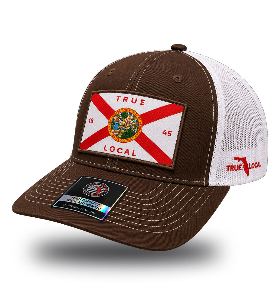 Florida State Flag Woven Patch Trucker Hat – Brown
