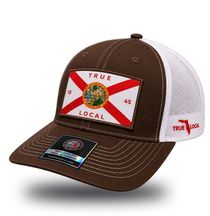 Florida State Flag Woven Patch Trucker Hat – Brown