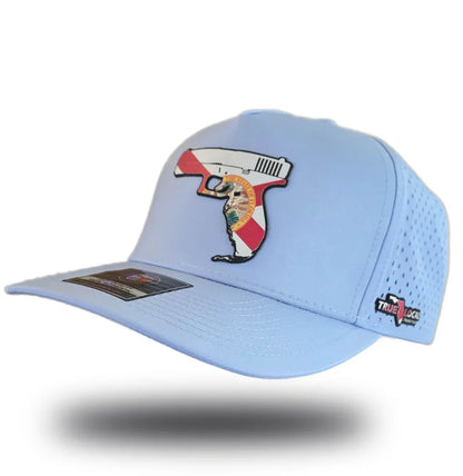 Florida Gun Hat Sky Blue left side – pro gun Sunshine State performance snapback