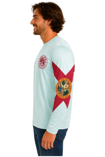 True Local Florida Proud Big Words long sleeve sun shirt left side - Florida flag sleeve