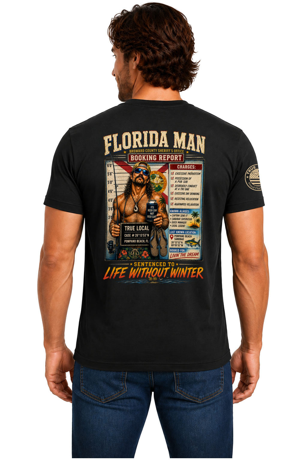 Florida Man Booking Report T-Shirt - Black