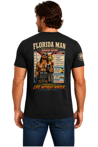 Florida Man Booking Report T-Shirt - Black
