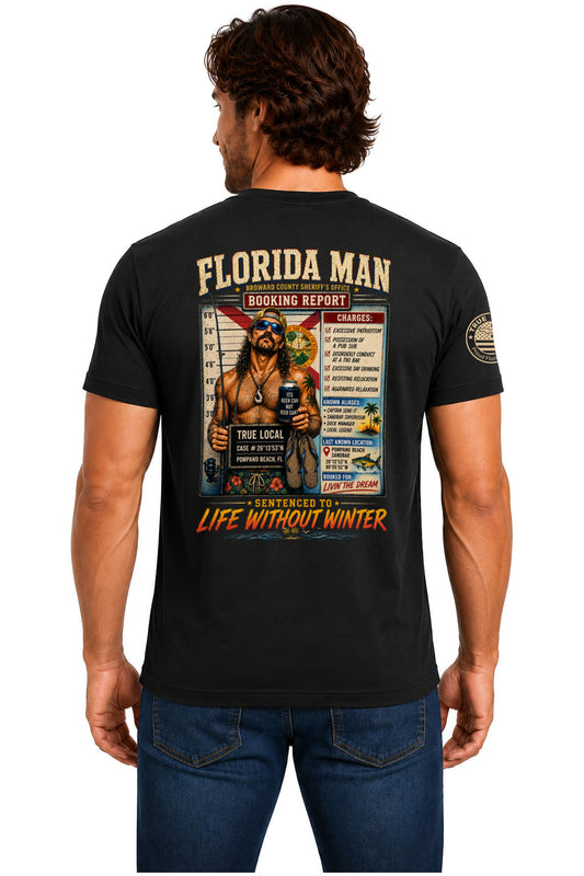 Florida Man Booking Report T-Shirt - Black