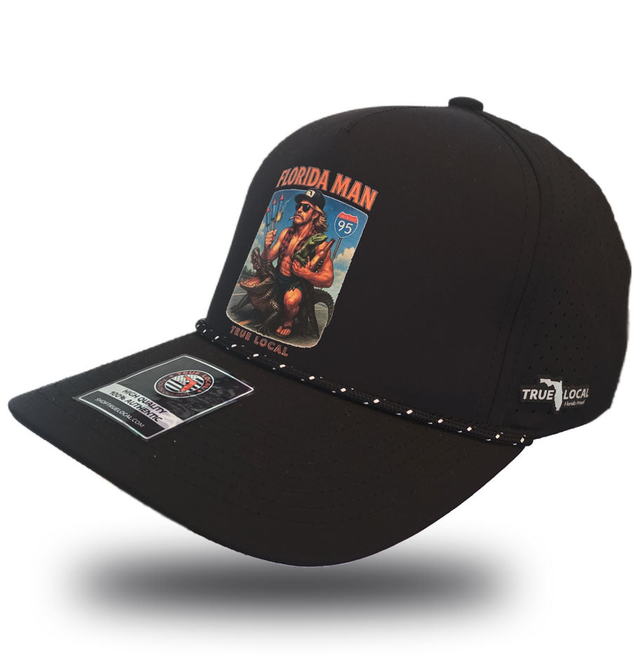 True Local Florida Man Performance Hat – Black Snapback Cap