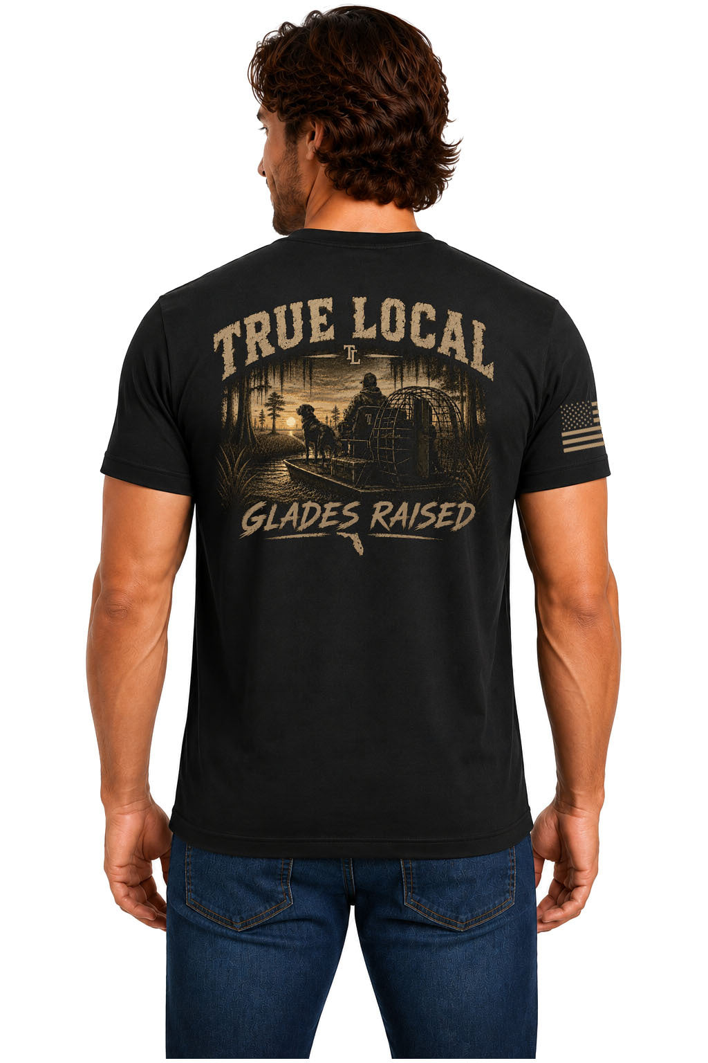 True Local Glades Raised Airboat Lab T-Shirt – Black - Back