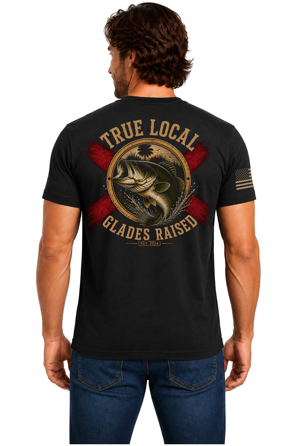 True Local Glades Raised Largemouth Bass T-Shirt – Black - Back