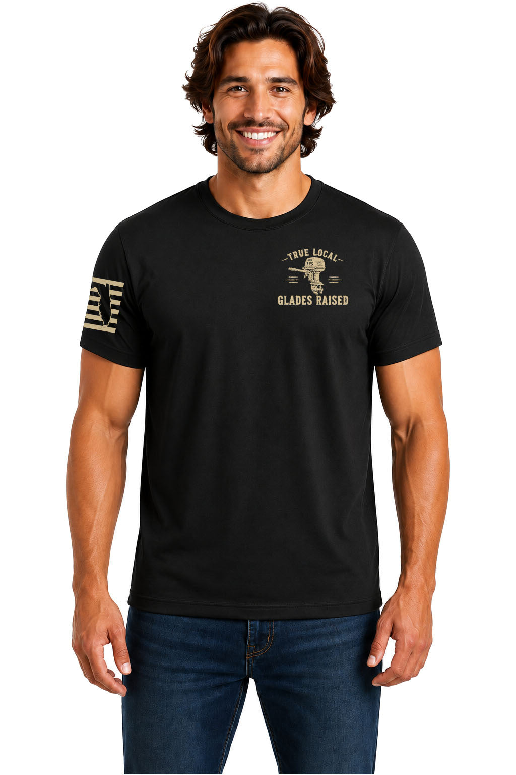 True Local Glades Raised Old Florida Bait Shop T-Shirt – Black - Front