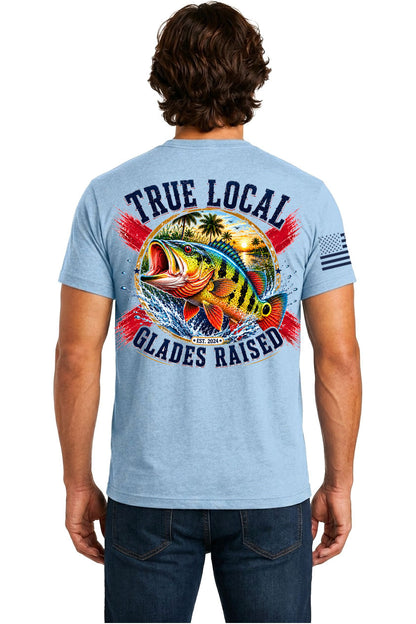 True Local Glades Raised Peacock Bass T-Shirt – Light Blue - Back