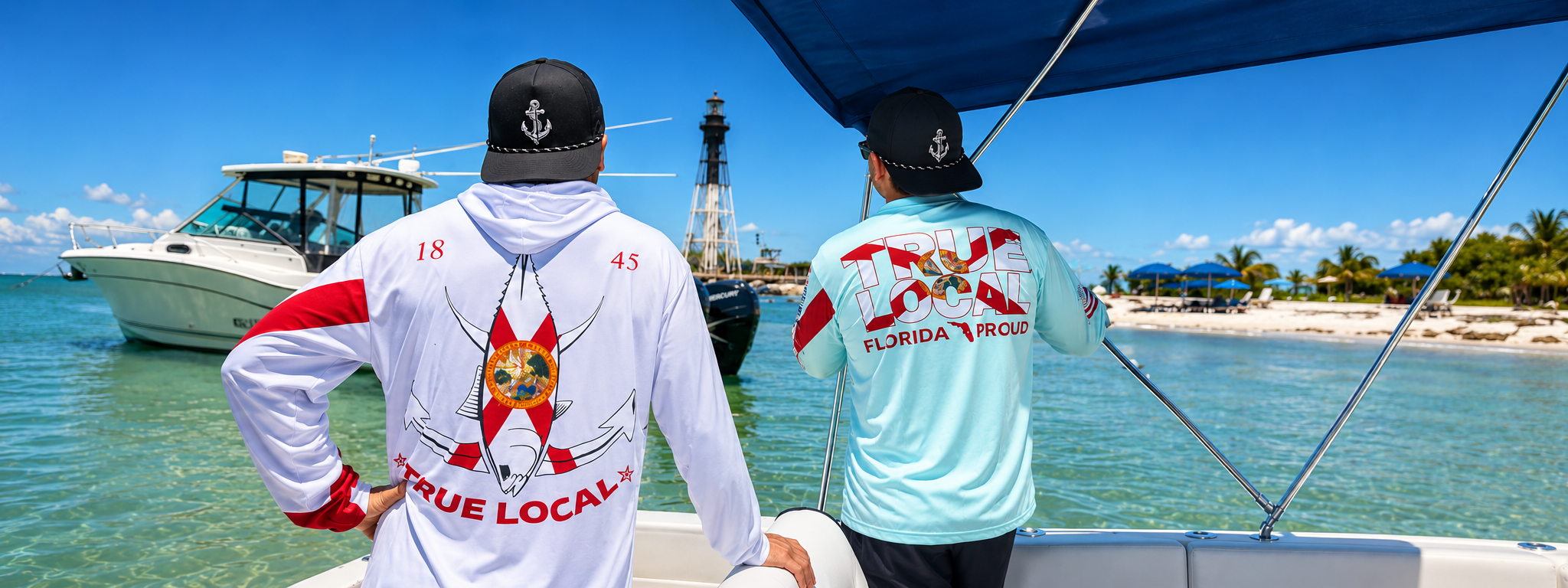 True Local Florida Proud gear on boat at Hillsboro Inlet