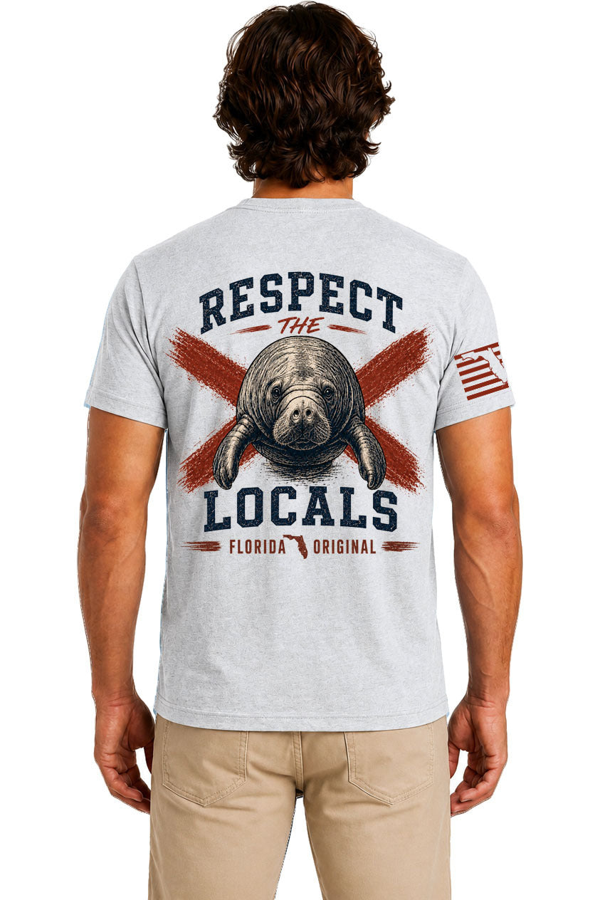 Gray Respect the Locals back artwork | True Local Florida apparel