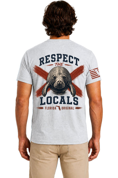 Gray Respect the Locals back artwork | True Local Florida apparel