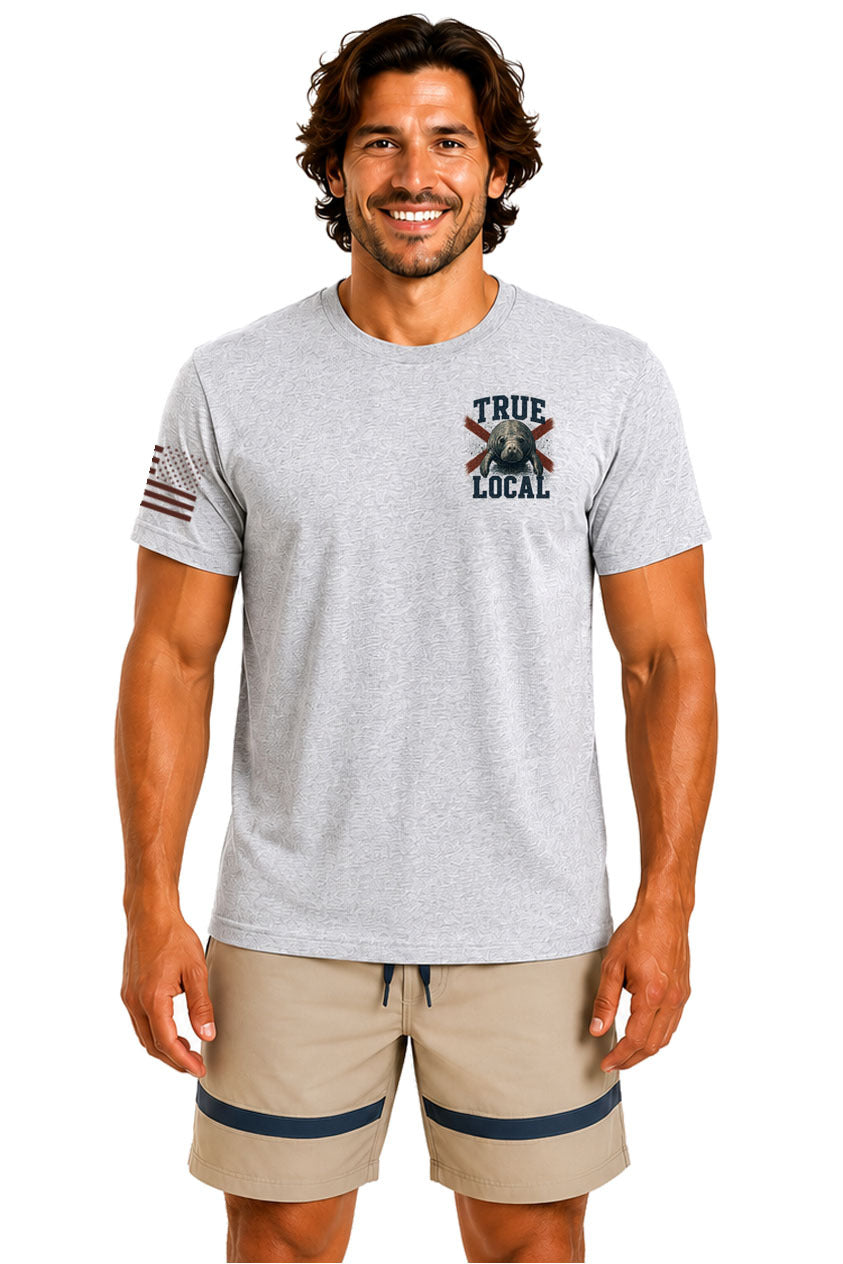 Gray Respect the Locals front view | True Local Florida apparel