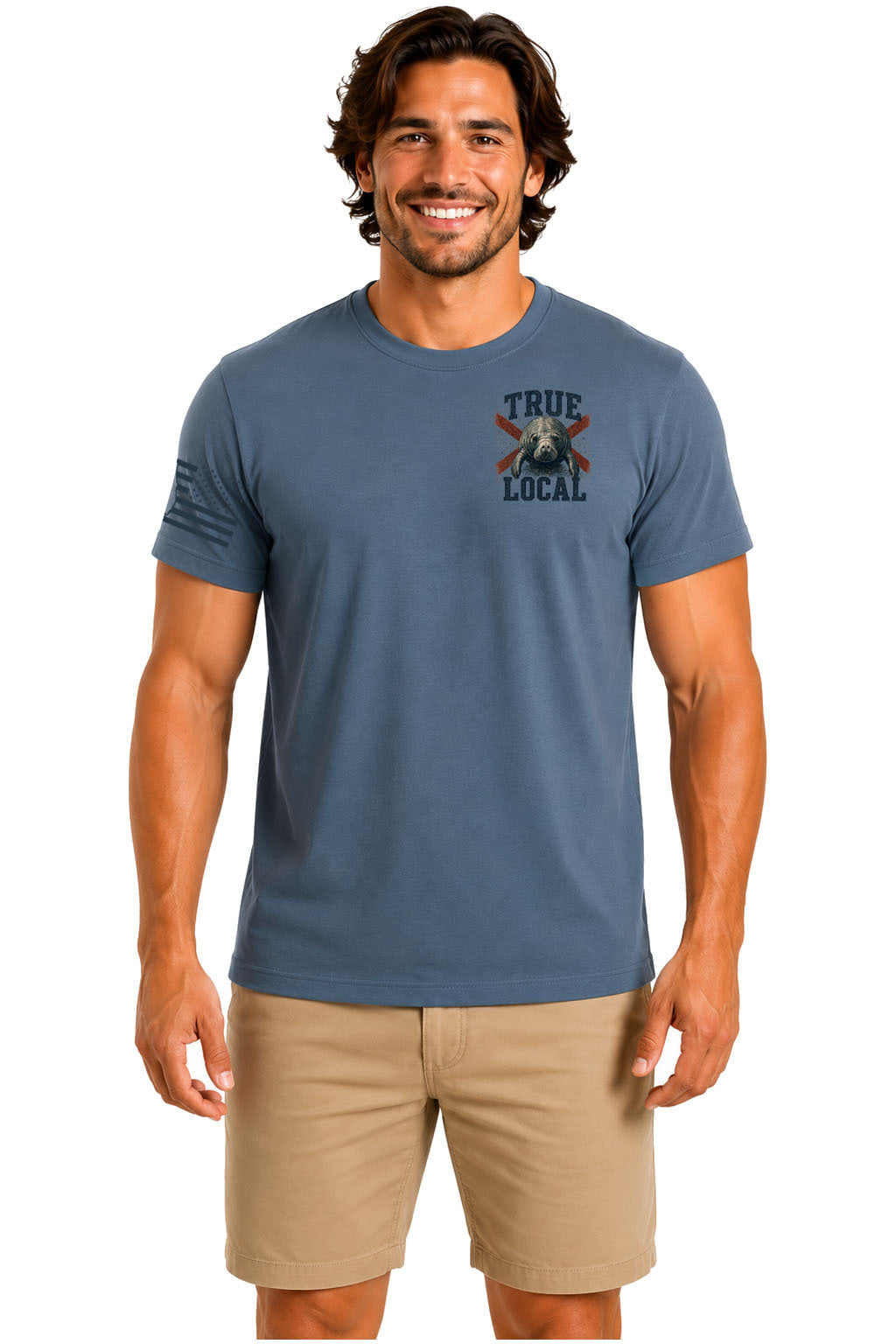 Steel Blue Respect the Locals front view | True Local Florida apparel