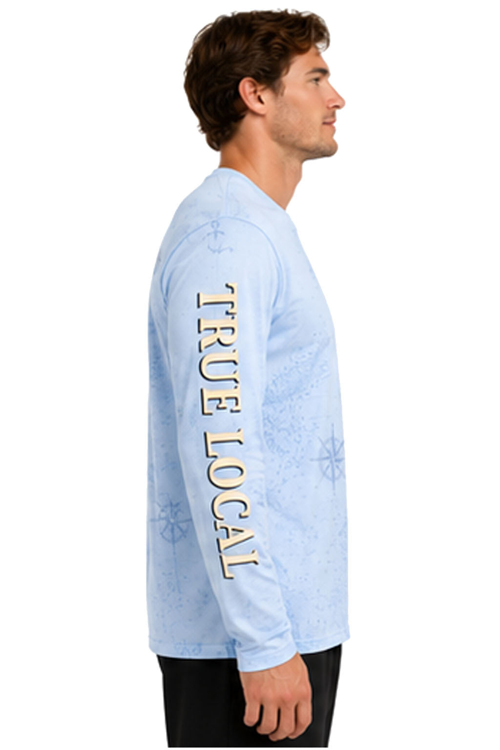 Sugar Skull Anchor sun protection long sleeve left side - Dia de Muertos coastal lifestyle shirt