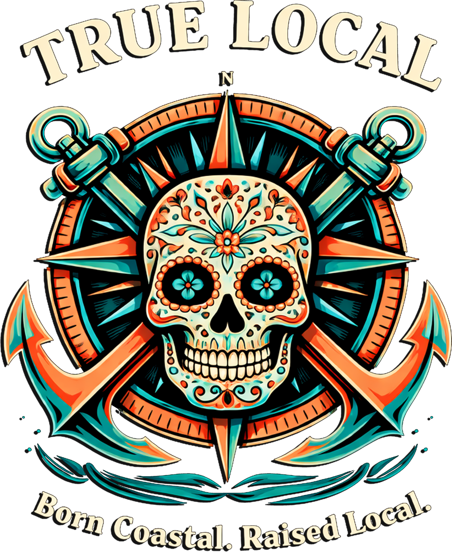 Born Coastal UV Sticker – Sugar Skull Nautical Anchor Decal
