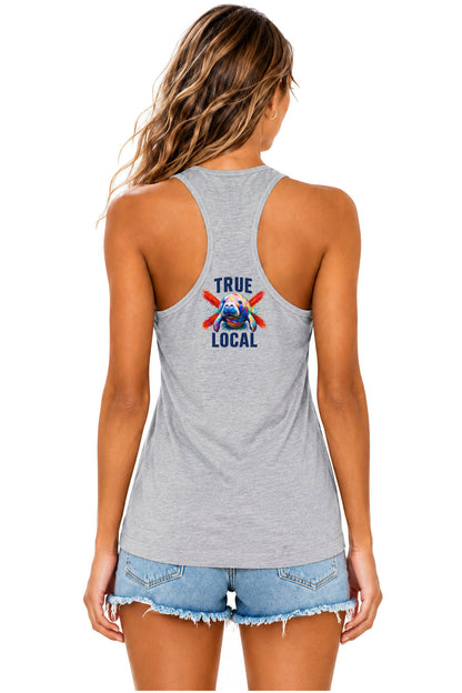Gray Respect the Locals Racerback Tank front view | True Local Florida apparel