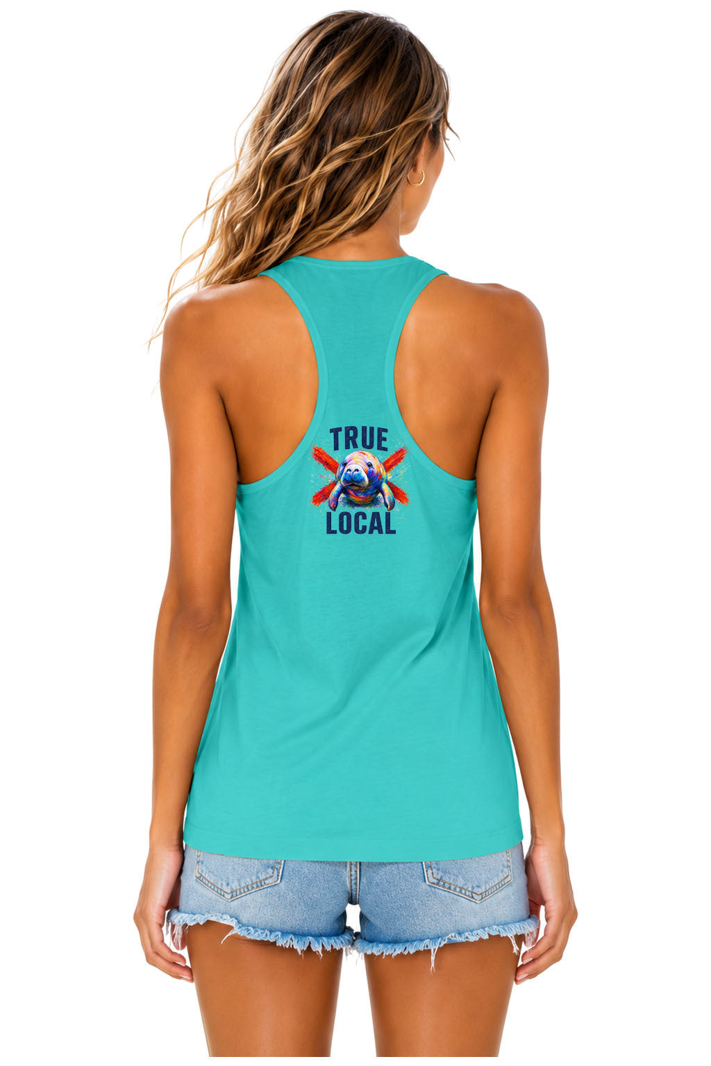 Teal Respect the Locals Racerback Tank front view | True Local Florida apparel