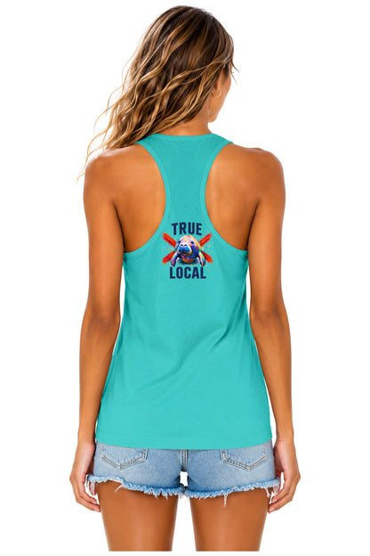 Teal Respect the Locals Racerback Tank front view | True Local Florida apparel